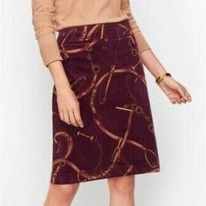 Talbots Equestrian Print Corduroy Skirt 14 NWT